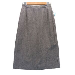 Joan Leslie Women Sz 8 Wool Blend Pencil Skirt Black White Lined Professional